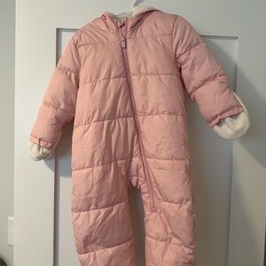 Old Navy Pink Hooded Baby Snowsuit 18-24